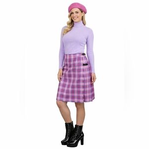 Pink Plaid Pleated Kilt Skirt Buckle S-M